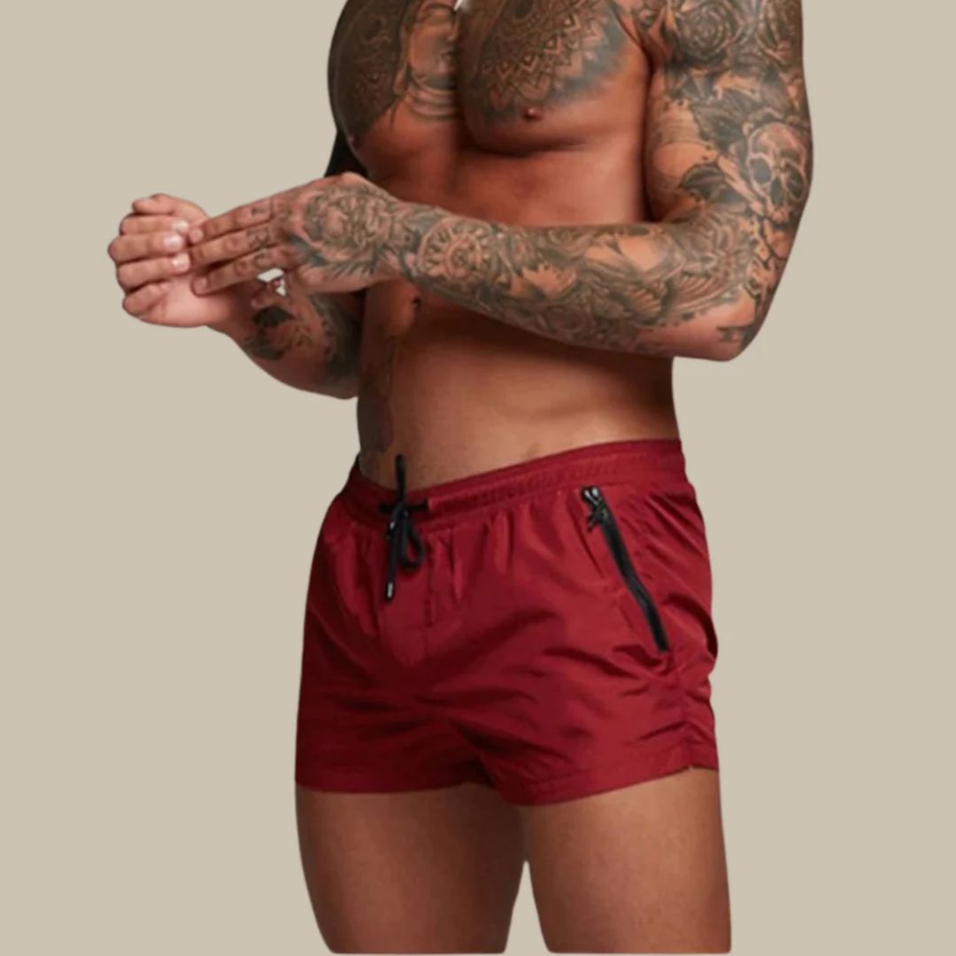 Ryan | Men's Solid Color Zip Pocket Swim Shorts