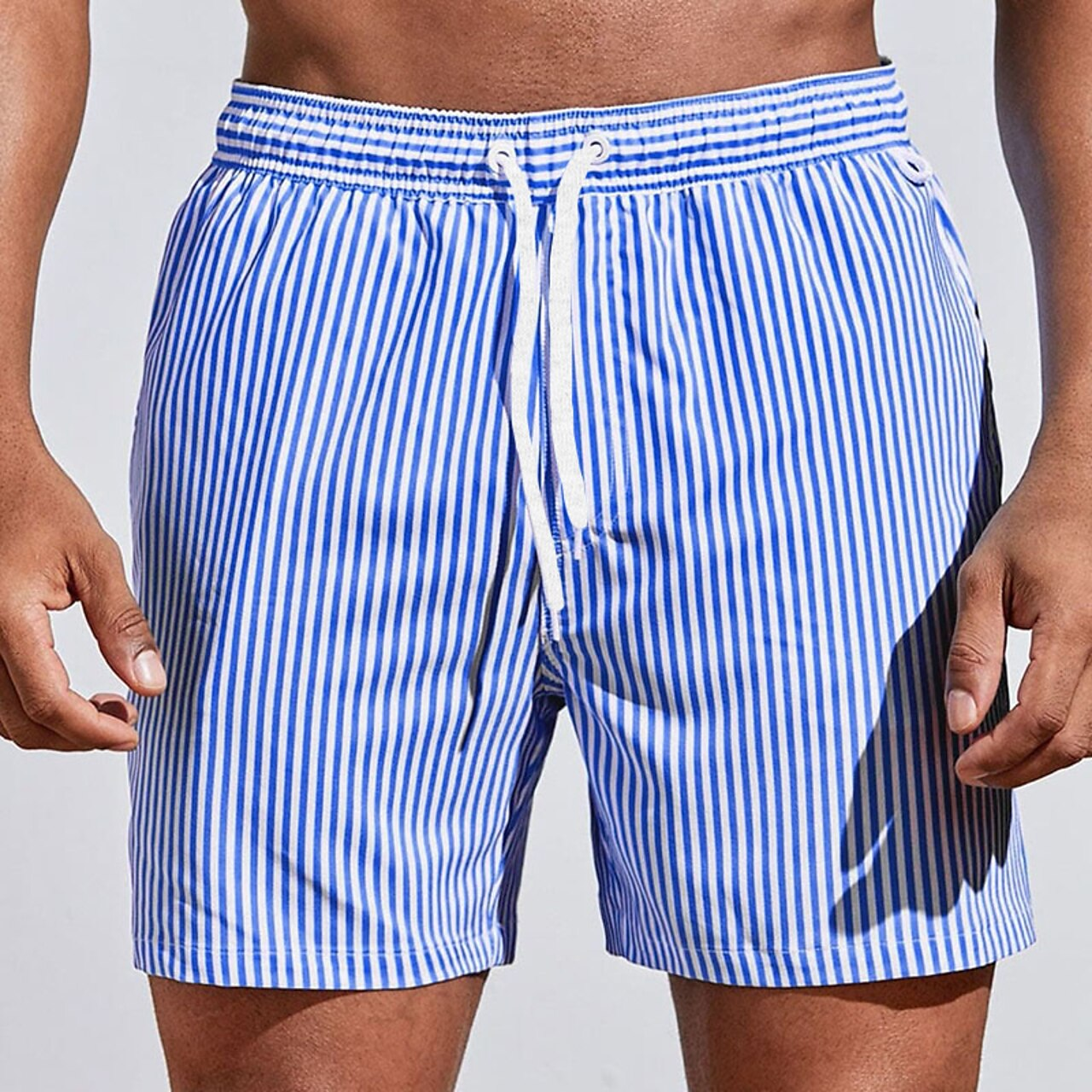 Caleb | Men's Vertical Stripe Drawstring Swim Shorts