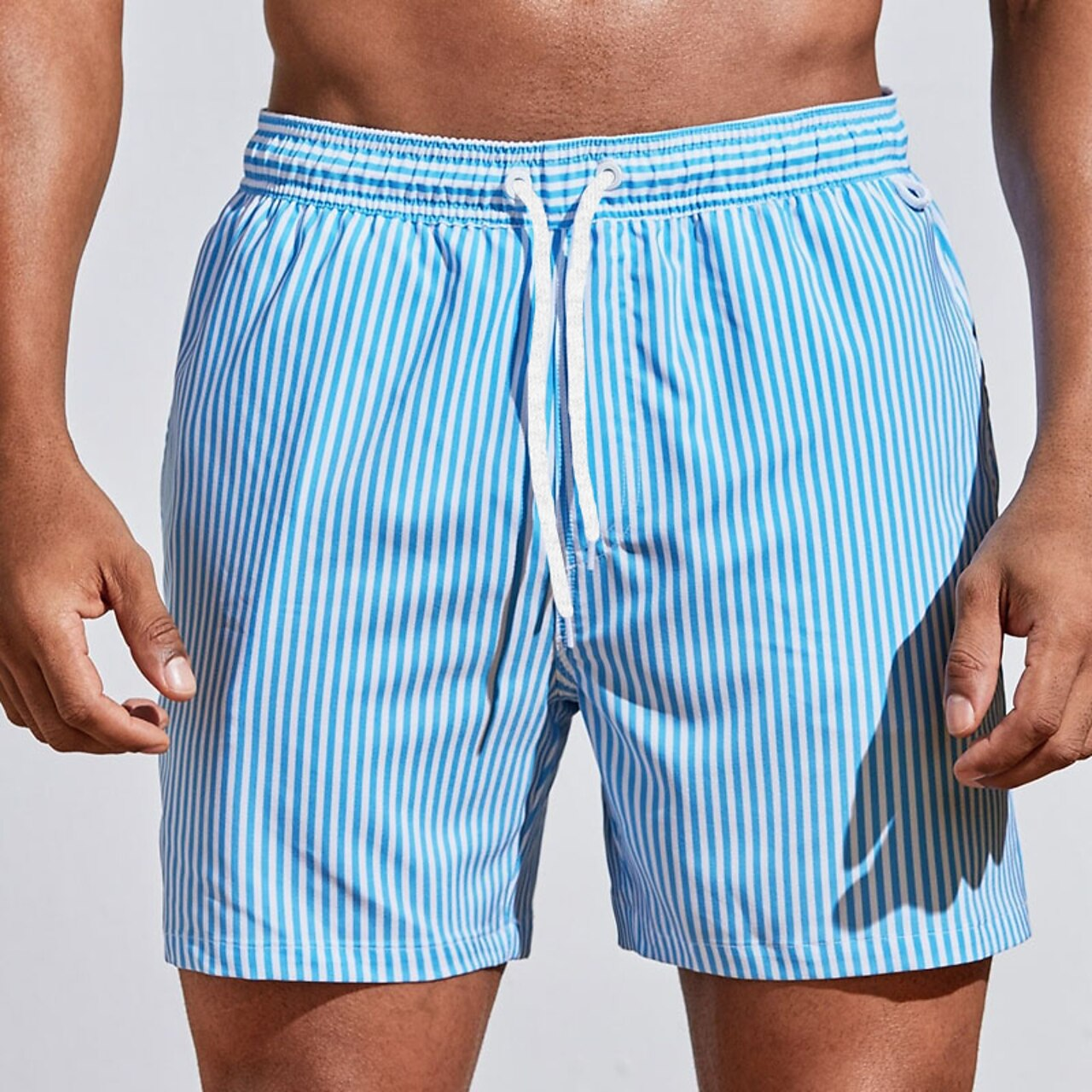Caleb | Men's Vertical Stripe Drawstring Swim Shorts