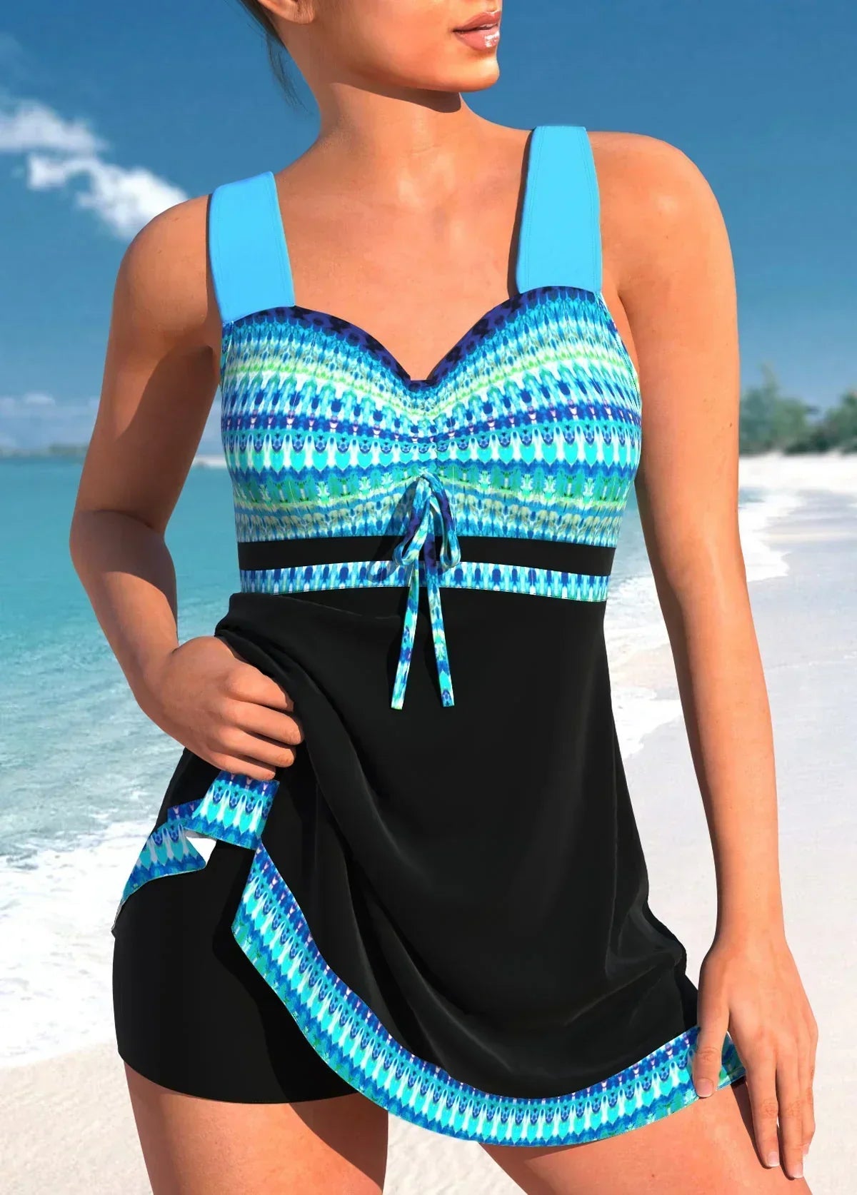 Delilah | Women's Patchwork Tummy Control Tankini Set