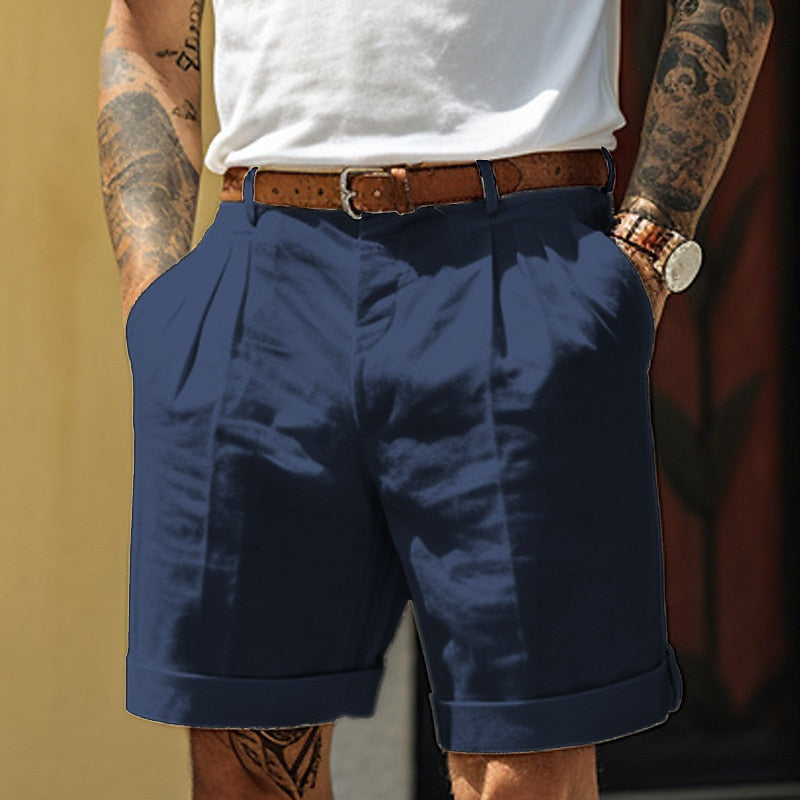 Marco | Men's Pleated Linen Blend Tailored Shorts